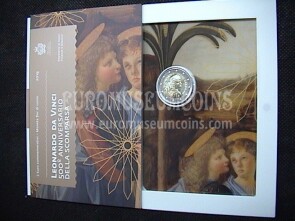 San Marino 2019 Leonardo da Vinci 2 euro commemorativo in folder ufficiale