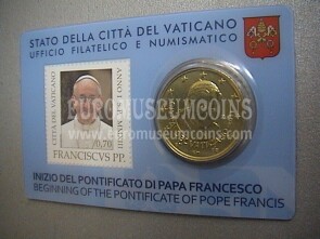 2013 Vaticano 50 cent + francobollo Papa Francesco coincard + stamp n° 3