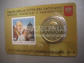 2013 Vaticano 50 cent + francobollo Giovanni XXIII coincard + stamp n° 4