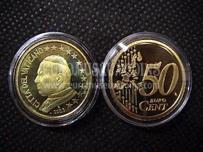 2005 Vaticano eurocent 50 proof da set ufficiale