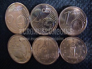 2013 tris 1 + 2 + 5 centesimi di euro San Marino