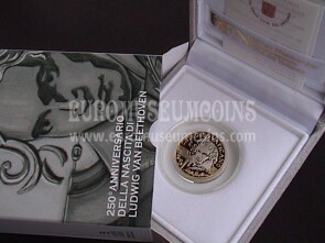 Vaticano 2020 Beethoven 5 euro commemorativo bimetallico PROOF in cofanetto ufficiale