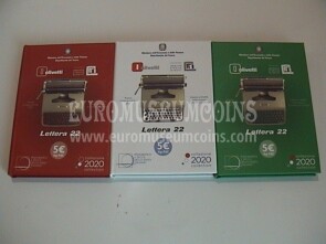2020 Italia 5 Euro FDC Olivetti Lettera 22 Serie Eccellenze Italiane Tris