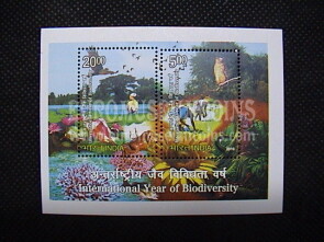 2010 INDIA foglietto francobolli Anno Internazionale Biodiversità