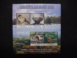 2012 INDIA foglietto francobolli TEMATICA fauna endemica