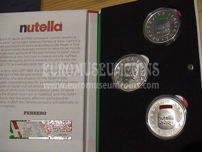 2021 Italia 5 Euro FDC Nutella Serie Eccellenze Italiane Trittico monete in argento