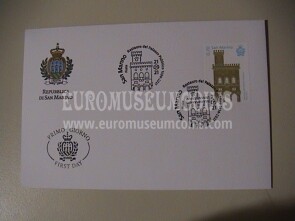 2021 busta FDC stemma San Marino 25 Anni dal restauro del Palazzo Pubblico 