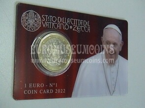 2022 Vaticano 1 euro in coincard n° 1