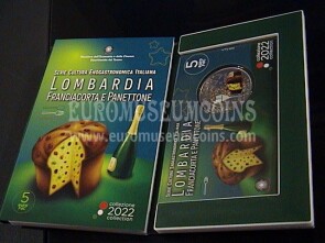 2022 Italia 5 Euro FDC Lombardia Franciacorta e Panettone serie cultura enogastronomica italiana