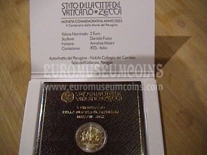 Vaticano 2023 Perugino 2 euro commemorativo FDC in folder ufficiale