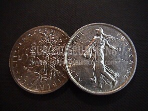 5 Franchi argento Semeuse Francia dal 1960 al 1969