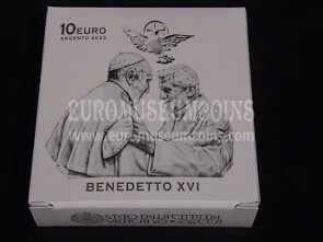 2023 Vaticano 10 euro proof Benedetto XVI in argento con cofanetto  