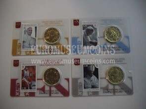 2015 Vaticano set 4 coincard 50 cent + francobollo pontificato Papa Francesco