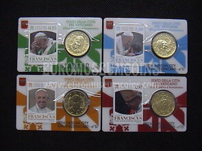 2016 Vaticano set 4 coincard 50 cent + francobollo Papa Francesco