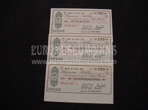 1976  Lotto di 3 Miniassegni Banca Sella A.F.O. S.p.A. 29 Marzo