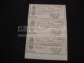 1976  Lotto di 3 Miniassegni Banca Sella Zita Trattoria Bar Tabacchi 29 Marzo