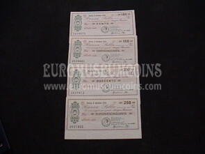 1976  Lotto di 4 Miniassegni Banca Sella Ass.Art.del Biellese e Prov. 5 Ottobre