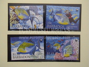 2006 Barbados serie WWF Pesce Balestra Variegato 4 valori