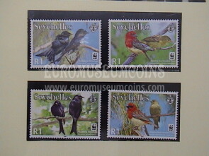 2008 Seychelles serie WWF Uccelli di Aldabra 4 valori