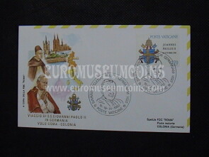 1980 Vaticano S.S.Giovanni Paolo II viaggio Roma - Colonia con timbri