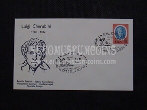 1977 Busta Luigi Cherubini con annullo speciale Tevere Expo 