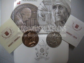 2016 Vaticano Dittico Medaglie in argento e bronzo Canonizzazione di Madre Teresa e Papa Francesco