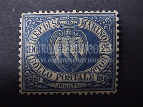 1894 francobollo 25 cent Stemma SAN MARINO