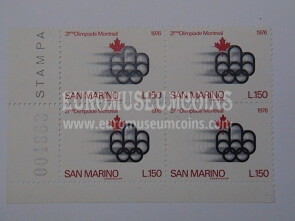 1976 serie completa in quartina Olimpiade di Montreal SAN MARINO