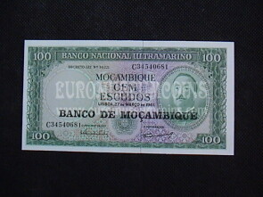 100 Escudos Banconota emessa dal Mozambico 1976