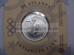 1996 Italia 1000 Lire FDC Olimpiadi di Atlanta in argento in folder