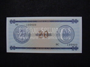 20 Pesos Banconota Certificado de Compra emessa da Cuba 1985