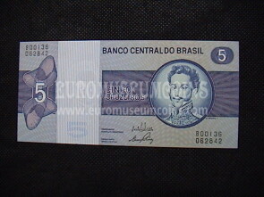 5 Cruzeiros Banconota emessa dal Brasile 1970 - 80