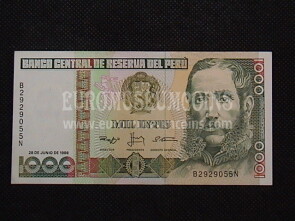 1000 Intis Banconota emessa dal Perù 1988
