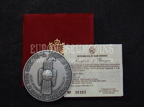 1995 San Marino Il Tesoro di Domagnano medaglia in argento