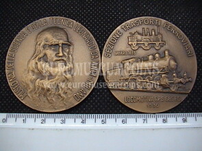 Medaglia in bronzo Leonardo da Vinci Museo scienza e tecnica Milano - Trasporti ferroviari 