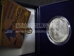1998 Italia 10000 Lire FDC Francia '98 Mondiali di Calcio in argento con cofanetto  