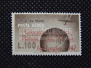 1947 Posta Aerea Francobollo da 100 Lire San Marino doppia soprastampa