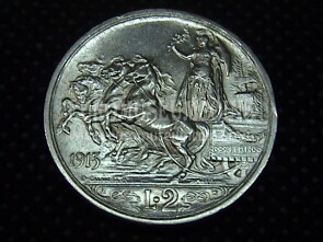 1915 Quadriga Briosa 2 Lire argento Italia Regno Vittorio Emanuele III