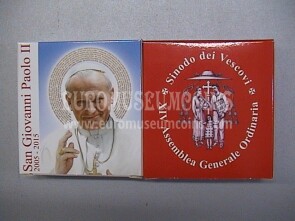 2015 Vaticano Dittico 5 + 10 Euro Proof Sinodo dei Vescovi + Giovanni Paolo II in argento con cofanetto  