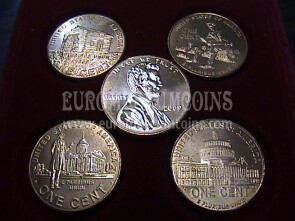 USA lotto 4 monete da 1 cent Lincoln  bicentenario nascita 1809 - 2009 zecca D