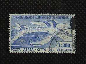 1949 Posta Aerea 75° Anniversario UPU francobollo da 300 Lire Timbrato Vaticano