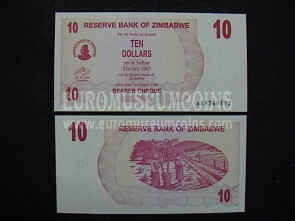 10 dollari banconota emessa dallo Zimbabwe nel 2006  