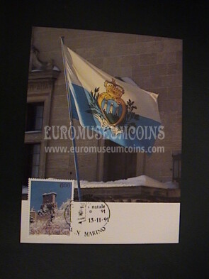 1991 Cartolina con Timbro Natale San Marino