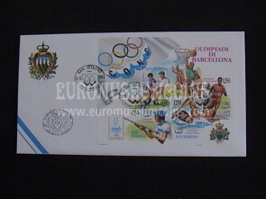 1992 San Marino Olimpiadi di Barcellona BF Busta primo giorno di emissione FDC