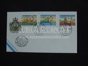 1991 San Marino Preolimpica Barcellona Busta primo giorno di emissione FDC