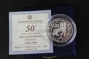 1996 Italia 10000 Lire PROOF 50° Repubblica Italiana in argento con cofanetto  