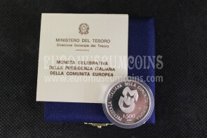 1990 Italia 500 Lire PROOF Presidenza Italiana CEE in argento con cofanetto  