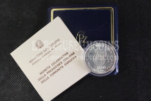 1990 Italia 500 Lire FDC Presidenza Italiana CEE in argento con cofanetto  