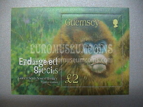 2004 Guernsey foglietto francobolli TEMATICA : animali in pericolo di estinzione