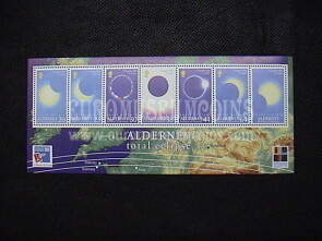 1999 Alderney foglietto francobolli : eclissi totale di sole 
